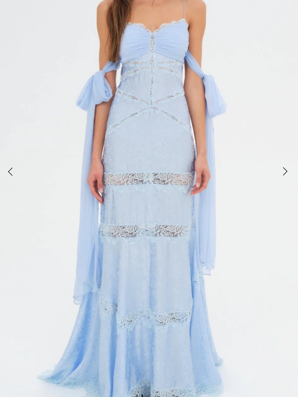 For Love and Lemons Rita Lace Gown, Blue, Size L - Picture 4 of 4